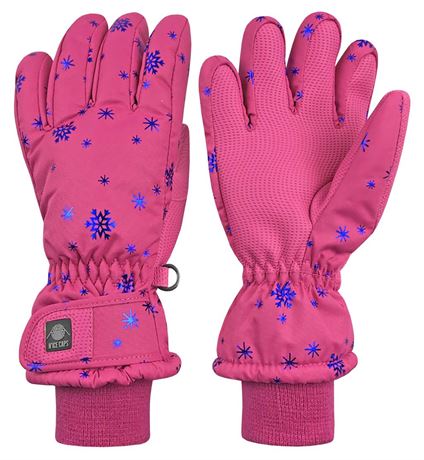 N'Ice Caps Kids Waterproof Winter Thinsulate Warm Gloves Fuchsia Snowflakes