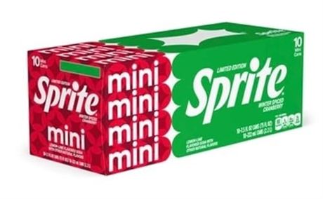 Sprite Winter Spiced Cranberry Soda Soft Drink, 7.5 Fl Oz Cans, 10 Pack