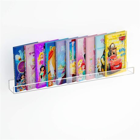 NIUBEE Kids Acrylic Floating Bookshelf 36 Inch,Clear Invisible Wall Bookshelves