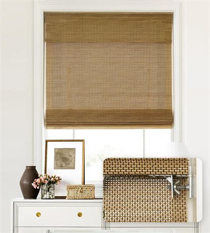 LazBlinds No Tools No Drill Cordless Bamboo Roman Shades, Light Filtering