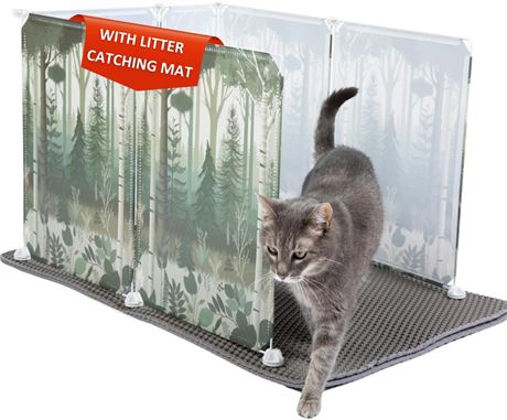 Willow & Duke Extra Large Cat Litter Box Enclosure Shield with Forest Design &