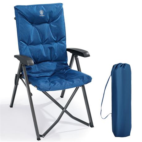 EVER ADVANCED Folding Padded Camping Chair 4 Positon Adjustable Recliner with