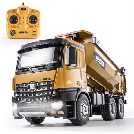 RC Dump Truck Toy, 10CH Remote Control Dump Truck for Boys, Heavy Duty Metal