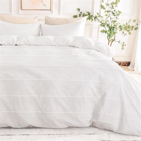 NEXHOME PRO 100% Organic Cotton Duvet Cover Oversized King Size, Linen Like