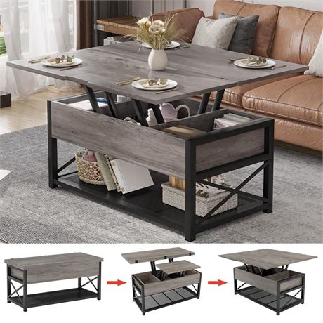 Itaar 43" Lift Top Coffee Table, 3 in 1 Multi-Function Small Coffee Table with