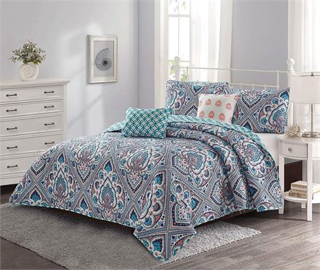 Go U Go-U Harper Lane Universal Home Fashions Quilt, Full/Queen, Blue Merriam