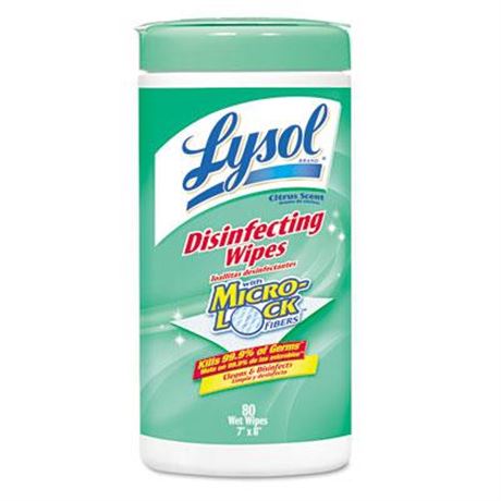 Lysol Disinfecting Wipes, Lemon & Lime Blossom, 80 Wipes/Canister, 6