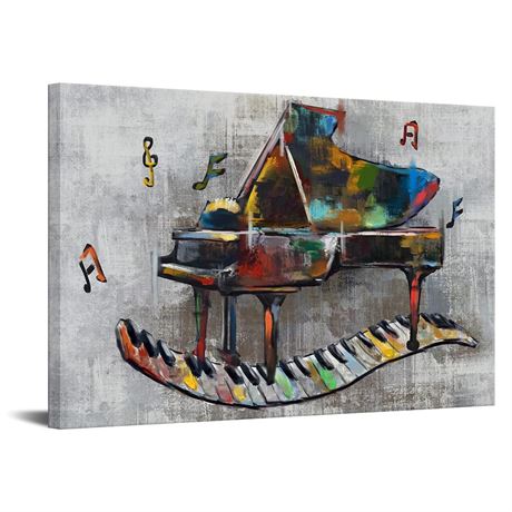 DuoBaorom Vintage Piano Painting Music Theme Wall Art Music Notes Decor