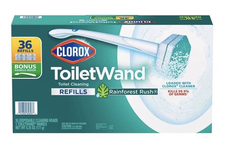 Clorox Rainforest Rush ToiletWand Cleaning Kit, 1 ToiletWand Handle + 36 Refills