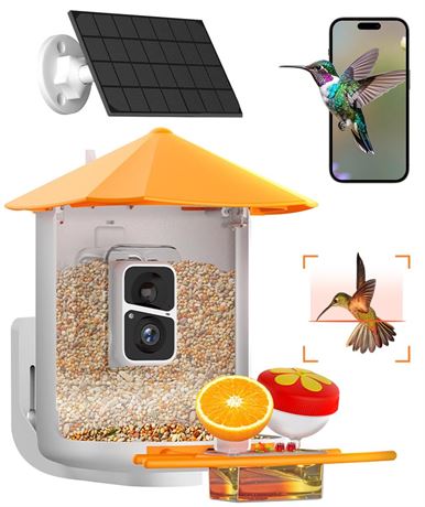 Smart Bird Feeder with Camera, Solar Powered Bird House with AI Identify Bird