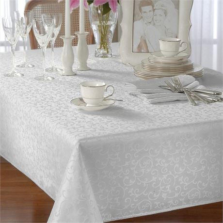 Lenox Opal Innocence Tablecloth, Platinum - 60"W x 120"L