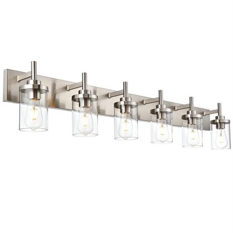 6-Light Bathroom Light Fixtures Over Mirror, Brushed Nickel Wall Sconces