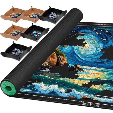 Jigsaw Puzzle Mat Roll Up, Portable Saver Pad 48” x 30.7” Up to 2000 Pieces,