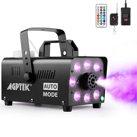 AGPTEK Smoke Machine, Fog Machine with 13 Colorful LED Lights Effect, 500W and