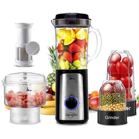 SANGCON 5 in 1 Blender and Food Processor Combo for Kitchen, Small Electric