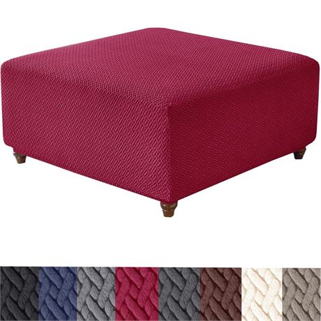 HFCNMY Ottoman Cover Square,Stretch Knitted Jacquard Square Ottoman Cover Thick