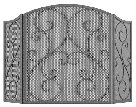 Fire Beauty Fireplace Screen 3 Panel Wrought Iron Metal 48"(L) x30(H) Spark