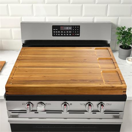 BLUEWEST Noodle Board Stove Cover with Handles, 3 in 1 Wood Stove Top Covers