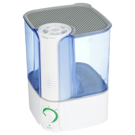 Equate Warm Mist Humidifier, Visible, Filter Free, White & Blue, Top Fill, 1.3