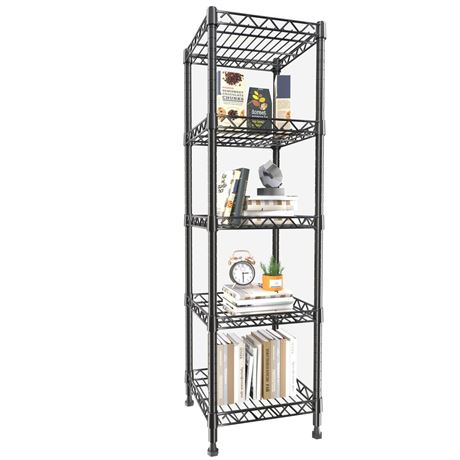 GIOTORENT 5 Tier Standing Shelving Metal Units, Adjustable Height Wire Shelf
