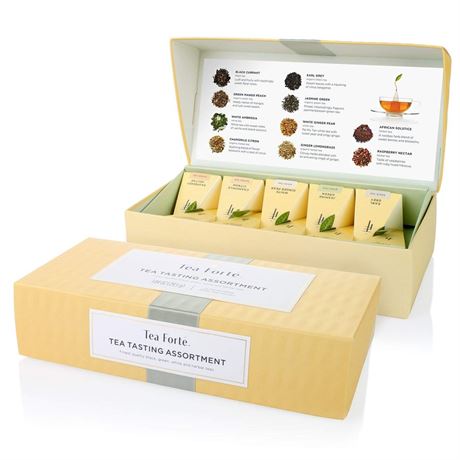 Tea Forte Premium Petite Presentation Box Gift Set Sampler, 10 Count, 2 of Each