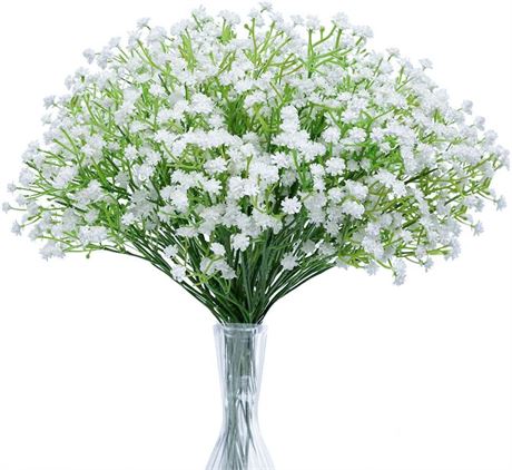 N&T NIETING Babys Breath Artificial Flowers,10Pcs Fake White Baby Breath