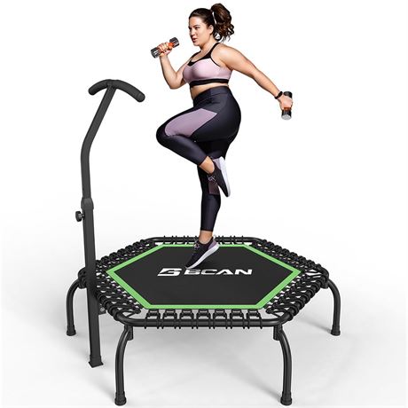 BCAN 48" Mini Trampoline, 550 LBS Fitness Trampoline with T-Adjustable Handle