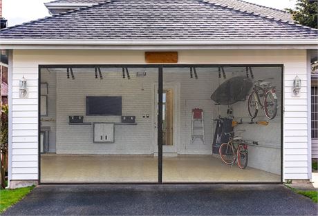 【2 Pack】 Garage Screen Doors for 2 Car Garage-16x7FT Fiberglass 2300g/5.1lb