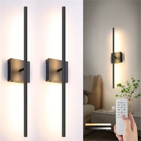 Battery Operated Wall Sconces set of 2, 16000mAh Black Rechargeable Wall Sconce