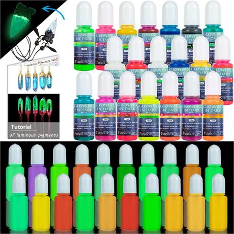 20 Colors Luminous Epoxy Resin Pigment Glow in The Dark Liquid Colorant, Each