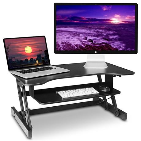 Standing Desk | Desk Riser Classic Stand Up Desk | 32 in Wide Fits 2 Monitors