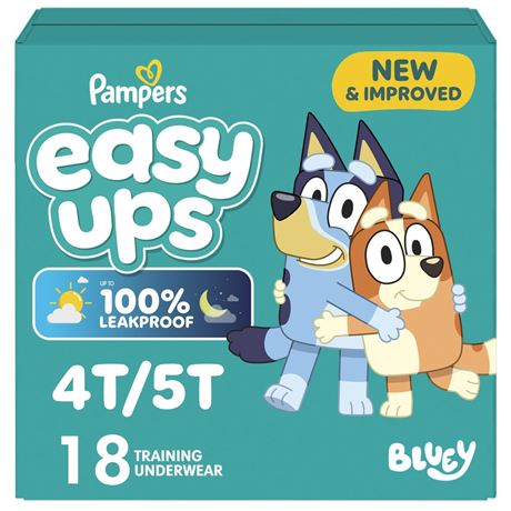 Easy Ups Girls & Boys Potty Training Pants, Size 6 (4T5T), 18 Count, Bluey