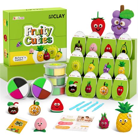 ARTPAR Air Dry Clay Kit for Kids - 12 Fruit DIY Modeling Magic Clay, Soft &