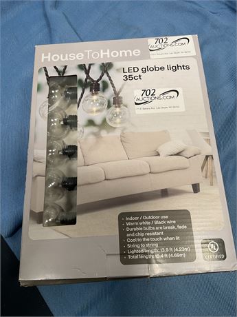 LED GLOBE LIGHTS 35ct INDOOR/OUTDOOR WARM WHITE BLACK WIRE DURABLE BULBS ARE