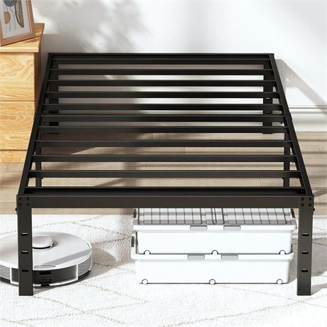 Twin Bed Frame -18 in Sturdy Stylish Metal Platform Bed Frame, 3600lbs Heavy