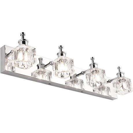 PRESDE Bathroom Vanity Light Fixtures Over Mirror Modern LED 4 Lights Chrome