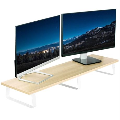 VIVO 39 inch Extra Long Monitor Stand, Wood and Steel Desktop Riser, Dual