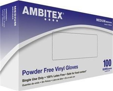 2 pack Ambitex VLG5201 Vinyl General Purpose Gloves  Box of 100