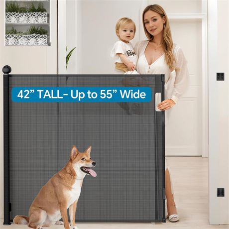 Bulubaky Extra Tall Safety Retractable Baby Gate Adjustable Wide Retractable