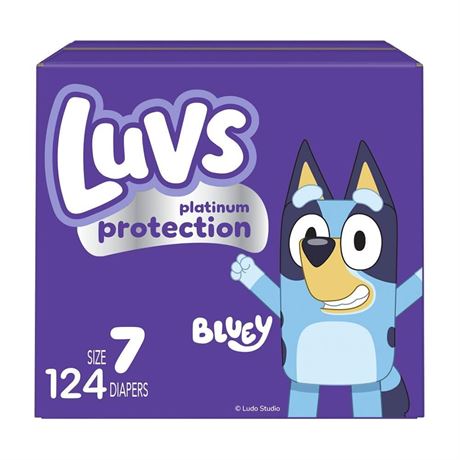 Luvs Diapers - Size 7, 124 Count, Bluey Disposable Baby Diapers Size 7 104