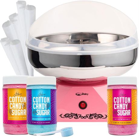 The Candery Cotton Candy Machine with Stainless Steel Bowl 2.0 and Floss