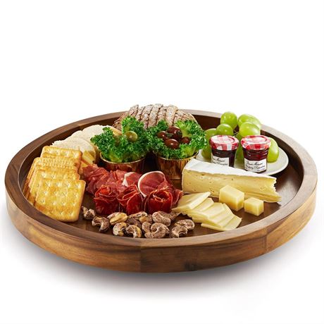 18" Acacia Lazy Susan Turntable for Table - Wooden Charcuterie Boards Cheese