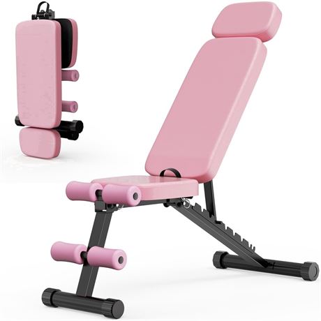 GIKPAL 9 Positions Adjustable Weight Bench,Foldable Workout Bench Olympic