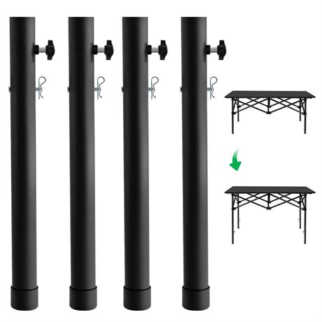 4 Pack Folding Table Leg Extenders, Table Risers for Folding Tables, Metal