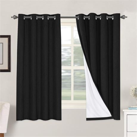 H.VERSAILTEX Linen Blackout Curtains 63 Inches Long 100% Blackout Thermal