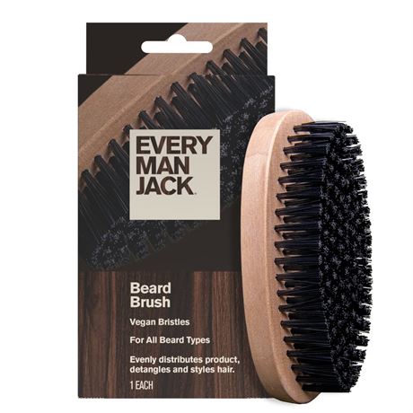 Every Man Jack Men's Beard Brush with Cruelty-Free Vegan Bristles