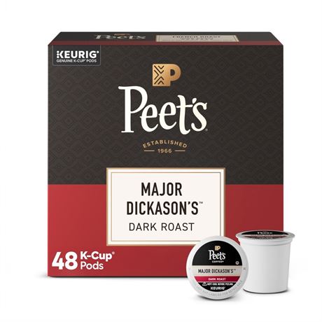 Peet's Coffee Major Dickason's Blend Premium Dark Roast Keurig K-Cup Pods, 48