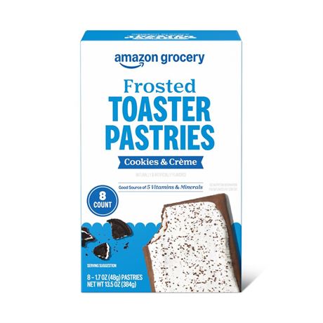 Amazon Grocery, Frosted Toaster Pastries, Cookies & Crème, 13.5 Oz, 8 Ct