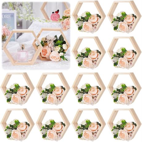 Barydat 12 Pcs 8 Inch Hexagon Shelves Hexagon Wood Centerpiece Geometric