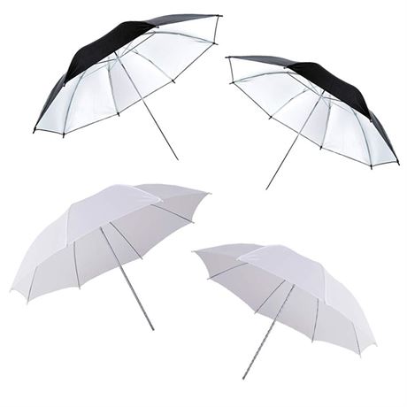 Photography Umbrella Lighting 4 Pack Kit, 33"/84cm Soft White Translucent and